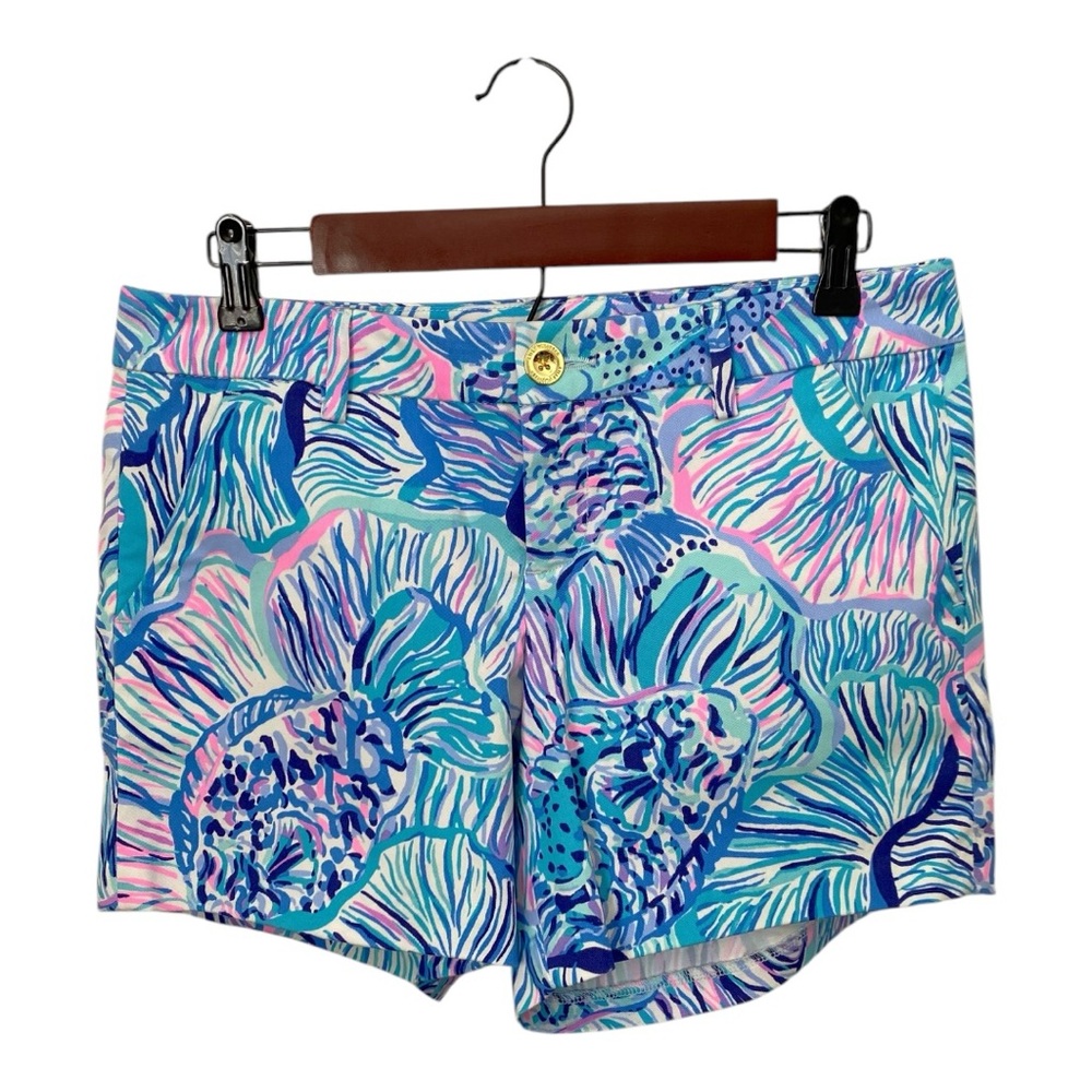 Lilly Pulitzer Callahan Stretch Shorts Fishful Thinking Sz 10 Bermuda Blue Flora